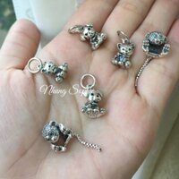 Charm treo bạc Thái charm chó mèo khỉ đuôi dài (tặng khăn lau charm)