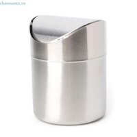 Charmantcc1 Bàn Inox Thùng Rác Mặt Bàn Thùng Rác Có Nắp Xoay 1 5 L