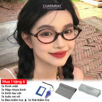 Charmray Kính mắt chống bức xạ khung nhỏ hình elip dành cho nữ và nam giới Kính mắt thời trang Y2K