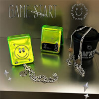 Chartreuse Smiley Cứng Dành Cho Samsung Z Flip 5 Z Flip 4 PC Ốp lưng Chống Sốc Ốp Lưng Cho Samsung Z Flip 3 Ốp Lưng Dễ Thương