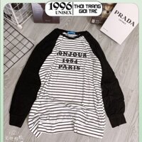 (CHẤT) Áo Thun Giấy Kẻ Ngang 1984 🧡 Áo Phông Dài Tay Chất Cotton Co Giãn Không Nhăn HS590