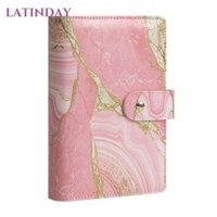 Chất kết dính ngân sách LATINDAY, Dụng cụ sắp xếp tiết kiệm tiền bằng đá cẩm thạch mạ vàng A6, Khóa da PU đầy màu sắc có khóa kéo Phong bì tiền mặt Sổ tay tài chính để lấy tiền mặt