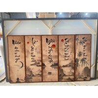 [Chất liệu loại 1] Tranh Canvas Thư Pháp Nhân Lễ Nghĩa Trí Tín - Treo p.khách, p.thờ, trà, nhà hàng chay..