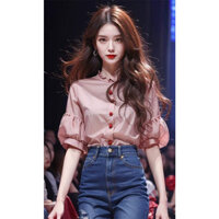 [Chất Liệu Polyester Chất Lượng Cao] Quần Áo Nữ Trung Quốc Mới Mùa Xuân Mùa Hè 2024 Phong Cách Mới Áo Sơ Mi Phong Cách Trung Hoa Áo Sơ Mi Nhỏ Đẹp Phổ Biến Năm nay Áo Sơ Mi Đỏ Nước