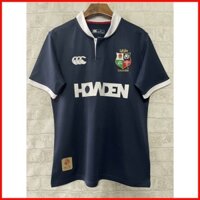 ♞,♘,♙Chất Lượng Cao 2025 Lion Away Upper Blue Rugby Jerseys Nam Tay Ngắn Bóng Bầu Dục Áo Sơ Mi COTTON USA