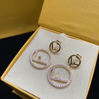 Chất Lượng Cao Nhà Mới Nhỏ Và Kích Thước Chữ Cái Tròn F Full Kim Cương Bông Tai Dễ Thương Ins Phong Cách Bông Tai