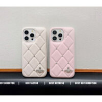 Chất Lượng Cao Sang Trọng Kim Cương Kiểm Tra Da DIY West Ốp Lưng Điện Thoại iPhone16 15 14 13 12 11 Pro Max Chống Bụi Bẩn 14 15 16 plusPhone case