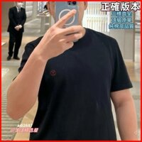 ♞,♘,♙Chất Lượng Cao Thêu Logo Nhỏ Ngắn Tay Trơn Đơn Giản (Đen) Áo Thun Ngắn Tay Wom