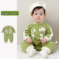 Chất Lượng Cao Thu Đông Mới Quần Áo Bé Trai Bé Gái Dài Tay Body 0-36 Tháng Tuổi Mùa Xuân Cho Bé Cotton Hoạt Hình Gấu Cardigan Snap-down Áo Liền Quần Phong Cách Hàn Quốc