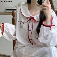 [Chất lượng cao]Bộ đồ ngủ chấm bi Hello Kitty dễ thương dành cho nữ