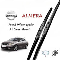 (Chất lượng) Lưỡi gạt nước phía trước Nissan ALMERA 14 + 21 / Cặp dành cho gạt nước cửa sổ ô tô mô hình mọi năm (loại lai silicon) từ khăn lau