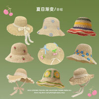 Chất Lượng Mới Dệt Rỗng Cầu Vồng Mũ Rơm Kỳ Nghỉ Che Nắng Mũ Đi Biển