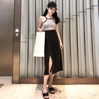 [chất lượng] SET ÁO THUN DÂY YẾM + CHÂN VÁY XẺ TÀ cao cấp