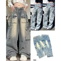 (CHẤT QC)QUẦN JEAN NỮ ỐNG RỘNG TÚI HỘP 8 TÚI THỜI TRANG PHONG CÁCH ,CHẤT JEAN QC DÀY  DẶN VỚI THIẾT KẾ ĐỘC ĐÁO CHUẨN ĐẸP
