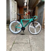 Chat với shop trước khi đặt hàng) Xe đạp fixed gear Gray f15 màu xanh bánh trước 3 đao, sau 7cm trắng, đùi đĩa chòm sao