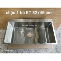 [Chậu 1 hố Đúc] Chậu rửa chén bát inox SUS304 1 hộc lớn KT 8245 dày 2Ly