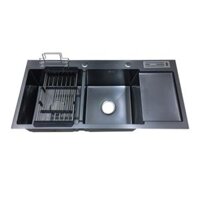 Chậu 2 Hố Có Bàn Chờ, Cài Dao, Hố Rác 10048 IKIZA Nano