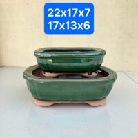 Chậu Áng mây bonsai cây cảnh màu xanh gốm Bát tràng 2 size SP998