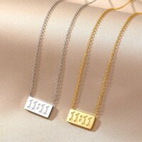 Châu Âu Mỹ i Đơn Giản Thép Không Gỉ 18K Mạ Vàng Vuông Số Thời Gian 11: 11 Mặt Dây Chuyền Vòng Cổ