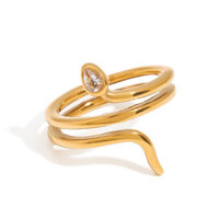 Châu Âu Mỹ ins Nhẫn Rắn Kim Cương Bằng Thép Không Gỉ Phong Cách Mới Nữ