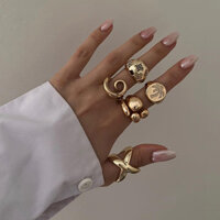 Châu Âu Mỹ ins Phong Cách Mới Thép Không Gỉ Vàng 18k Nhẫn Mở Không Đều Nữ