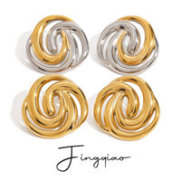 Châu Âu Mỹ ins Phong Cách Mới Vàng 18k Bông Tai Hình Học Nữ