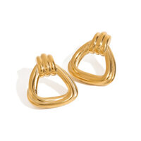 Châu Âu Mỹ ins Phong Cách Mới Vàng 18k Bông Tai Hình Học Phóng Đại Nữ