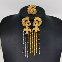 Châu Âu Mỹ Kim Loại Chảy Bông Tai Bộ Nhẫn Nữ Thời Trang Sang Trọng Phù Hợp Với Mọi Trận Đấu