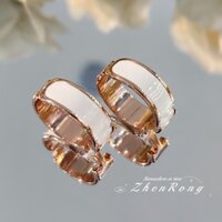 Châu Âu Mỹ Sáng Tạo Bán Chạy Bán Chạy 18k Hoa Hồng Mạ Vàng Epoxy Nữ Chỉ Số Ngón Tay Nhẫn Thời Trang H Chữ Mở Nhẫn