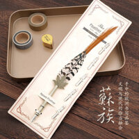 Châu Âu Retro Lông Bút Handmade Vàng Bạc Bột Mực Nhúng Bút Bộ Quà Tặng Sinh Nhật Cho Nữ Học Sinh