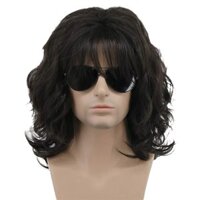 Châu Âu Và Mỹ cosplay Nam Tóc Giả Đen Lông Tơ Dài Tóc Xoăn Sợi Hóa Học Tóc Châu Phi Nhỏ Uốn Tóc Giả Mũ Đội Đầu