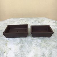 Chậu bonsai Chữ nhật mini đất nung màu đen gốm Bát tràng 2 size BM-73