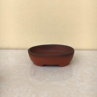 Chậu bonsai Ovan mini đất nung gốm Bát tràng 1 size BM-32 - Đỏ