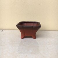 Chậu bonsai Vuông loe mini đất nung gốm Bát tràng 1 size BM-34 - Đỏ