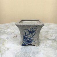 Chậu bonsai Vuông mini men Rạn gốm Bát tràng 1 size BM-84