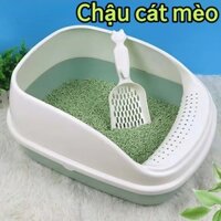 Chậu cát mèo bán kín, chậu cát mèo chuyên dụng cho mèo, nhà vệ sinh mèo cỡ lớn, chậu phân mèo, tặng xẻng xúc cát mèo