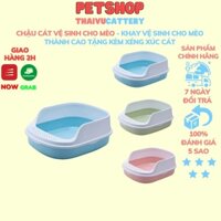 Chậu cát vệ sinh cho mèo - Khay vệ sinh cho mèo thành cao tặng kèm xẻng xúc cát