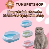 Chậu cát vệ sinh cho mèo - Khay vệ sinh cho mèo thành cao tặng kèm xẻng xúc cát