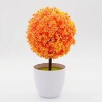 Chậu cây giả Cẩm tú cầu để bàn nhiều màu  - Cam Vàng