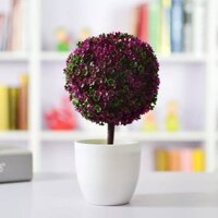 Chậu cây giả Cẩm tú cầu để bàn nhiều màu  - Tím hồng