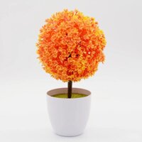 Chậu cây giả Cẩm tú cầu để bàn nhiều màu  - Cam Vàng