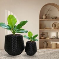 Chậu cây nhựa giả mây ngoài trời bền bỉ trang trí sân vườn