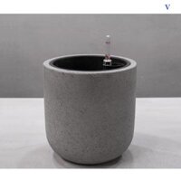 Chậu Cây Tự Dưỡng Xi Măng Đá Mài Hình Trứng (Xám)
