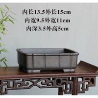 Chậu chữ nhật kẻ - Chậu Bonsai Trung Quốc - Chậu Bonsai Mini