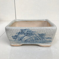 Chậu Chữ nhật trồng cây cảnh bonsai sen đá men Rạn SP080