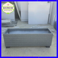 Chậu composite chữ nhật dài 80x25x25, chậu nhựa composite kèm chân nhựa 5cm trồng cây ban công chịu nắng, mưa siêu bền