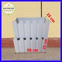 Chậu composite chữ nhật hàng rào trồng cây ban công, sân vườn, độ bền 10 năm