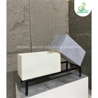 chậu composite kt 20x20x20 màu trắng giả đá