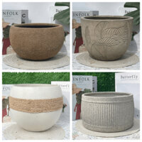 Chậu composite men bọt biển Atlantis, men rạn, men bóng cao cấp | LUVY Decor