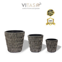 Chậu Đan Dây Nhựa Lili Tròn Vát Bộ 3